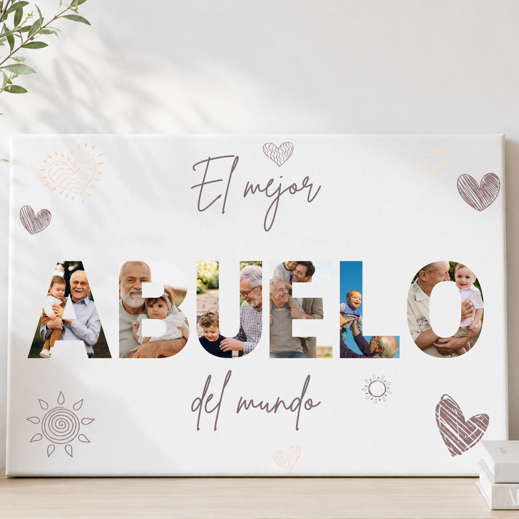 Lienzo Personalizado para Abuelo con 6 Fotos y Dedicatoria
