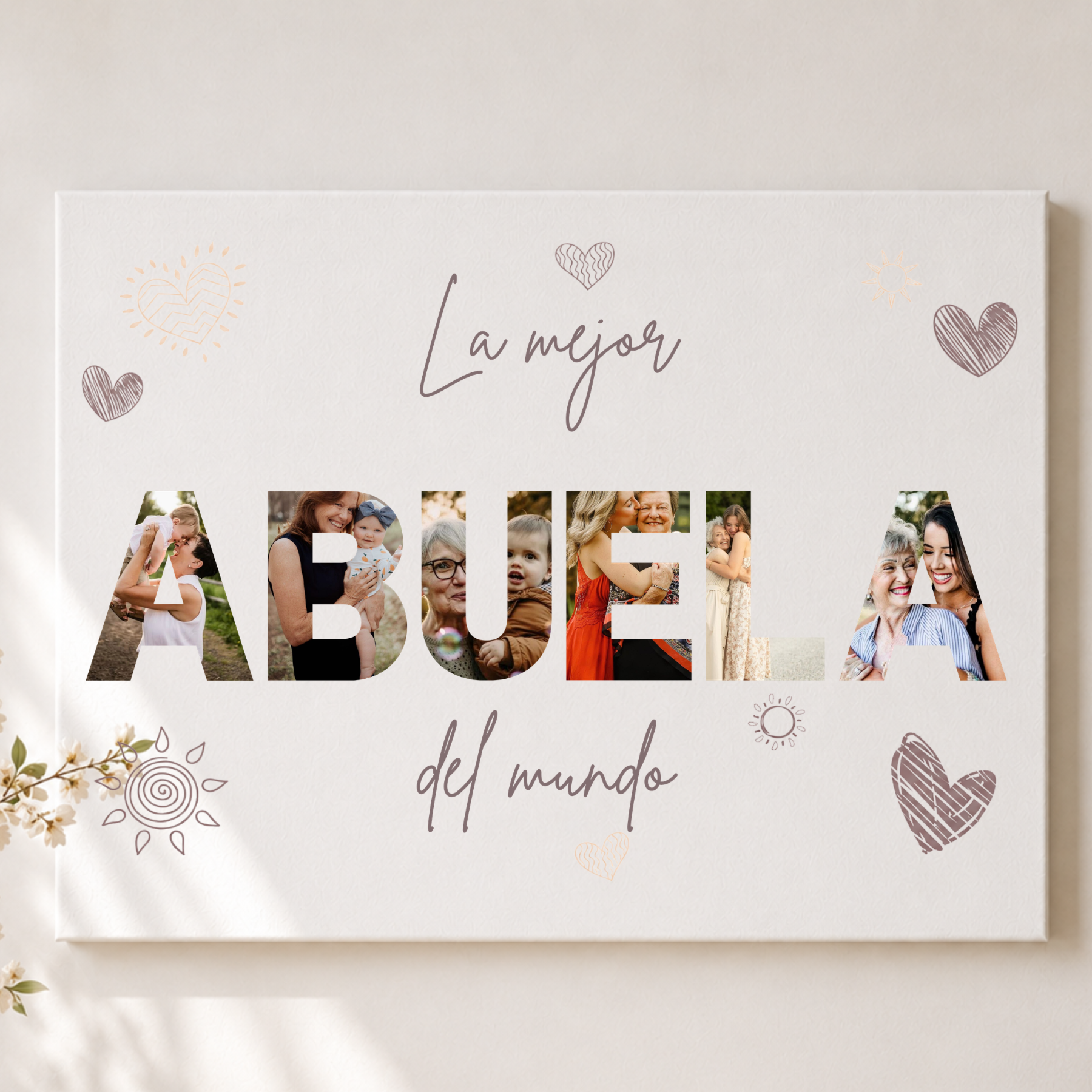 Lienzo Personalizado para Abuela con 6 Fotos y Dedicatoria