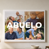 Lienzo Personalizado para Abuelo con 4 Fotos y Texto Central