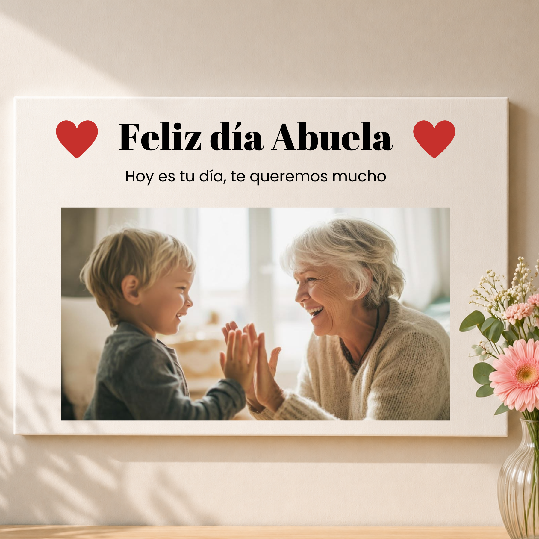 Lienzo Personalizado Feliz Día Abuela con Foto y Dedicatoria