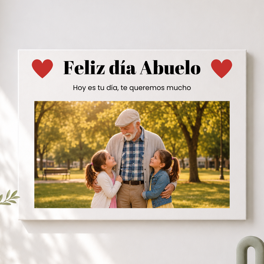 Lienzo Personalizado Feliz Día Abuelo con Foto y Dedicatoria