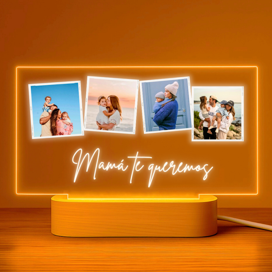 Lámpara personalizada para mamá con 4 fotos y texto, regalo para el Día de la Madre