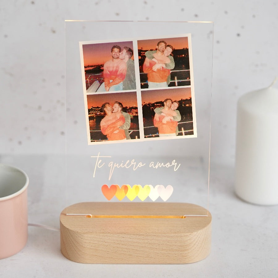 Regalo personalizado para parejas LGTBI lámpara LED y fotos especiales
