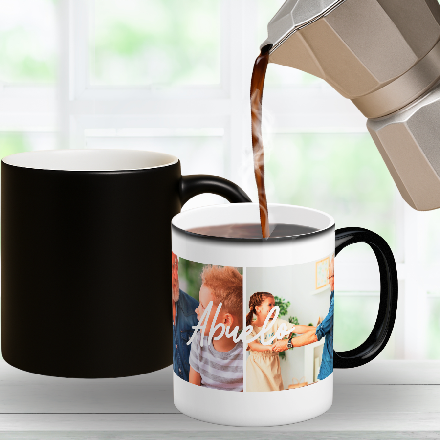 Taza mágica ✨ abuelo con dos fotos, ¿Buscas un regalo original para tu abuelo ? 🎁 Descubre nuestras tazas personalizadas para tu persona favorita: especiales, emotivas y listas en 48h. ¡Le encantará! 