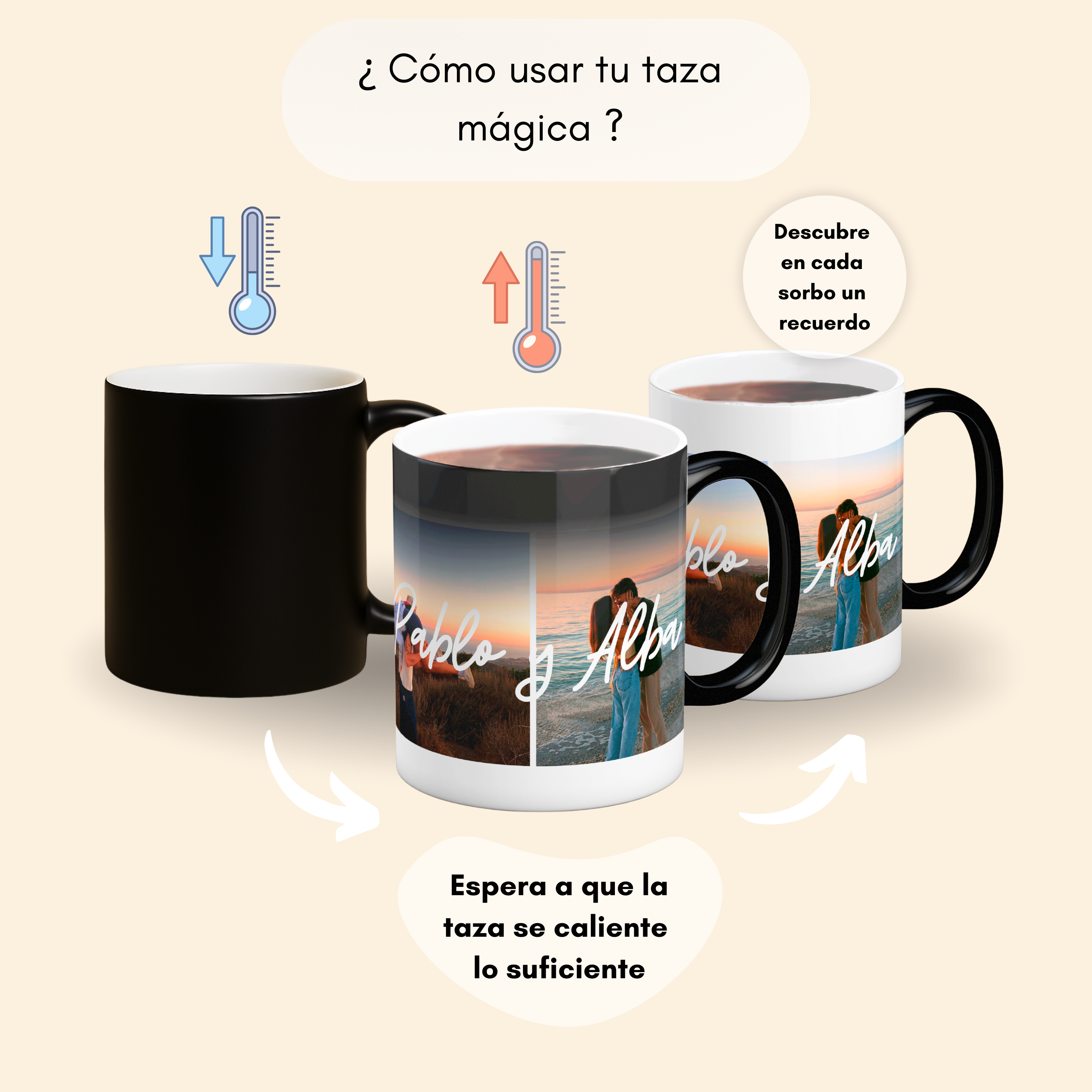 Taza mágica ✨ parejas con dos fotos, ¿Buscas un regalo original para tu pareja ? 🎁 Descubre nuestras tazas personalizadas para tu persona favorita: especiales, emotivas y listas en 48h. ¡Enamoraras! 