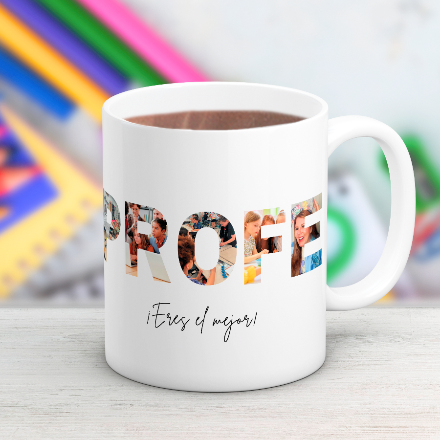 Taza Profe con Momentos , ¿Buscas un regalo original de fin de curso? 🎁 Descubre nuestras tazas personalizadas para profesores: especiales, emotivas y listas en 48h. ¡Sorprende a tu profe favorito!