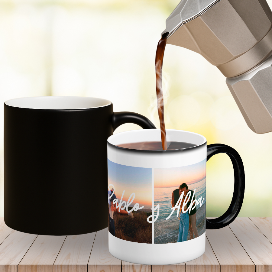Taza mágica ✨ parejas con dos fotos, ¿Buscas un regalo original para tu pareja ? 🎁 Descubre nuestras tazas personalizadas para tu persona favorita: especiales, emotivas y listas en 48h. ¡Enamoraras! 