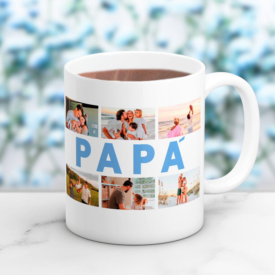 Taza "PAPÁ" collage con 6 fotos ❤️ , ¿Buscas un regalo original para tu padre? 🎁 Descubre nuestras tazas personalizadas para tu persona favorita: especiales, emotivas y listas en 48h. ¡Le encantará! 