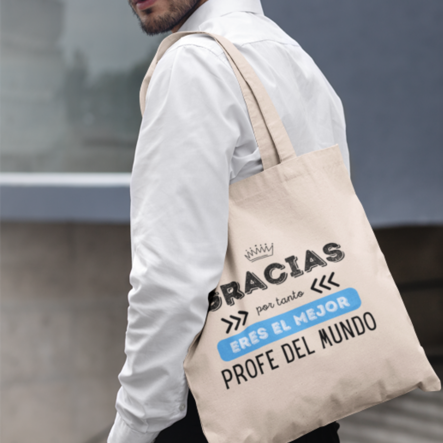 Tote Bag Gracias Profe, ¿ Buscas un regalo de fin de curso ?📚 , descubre nuestras Tote Bag personalizadas para ti o tu profesor o profesora favoritos: especiales, emotivas y listas en 48h. ¡ Sorprenderás !