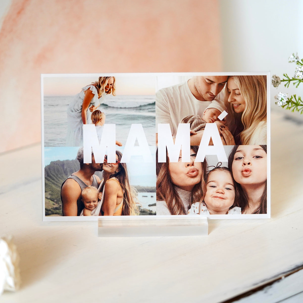 Marco De Fotos Personalizado Para Mamá - Regalo Emocional Con Base Iluminada, Fotos UV Impresas